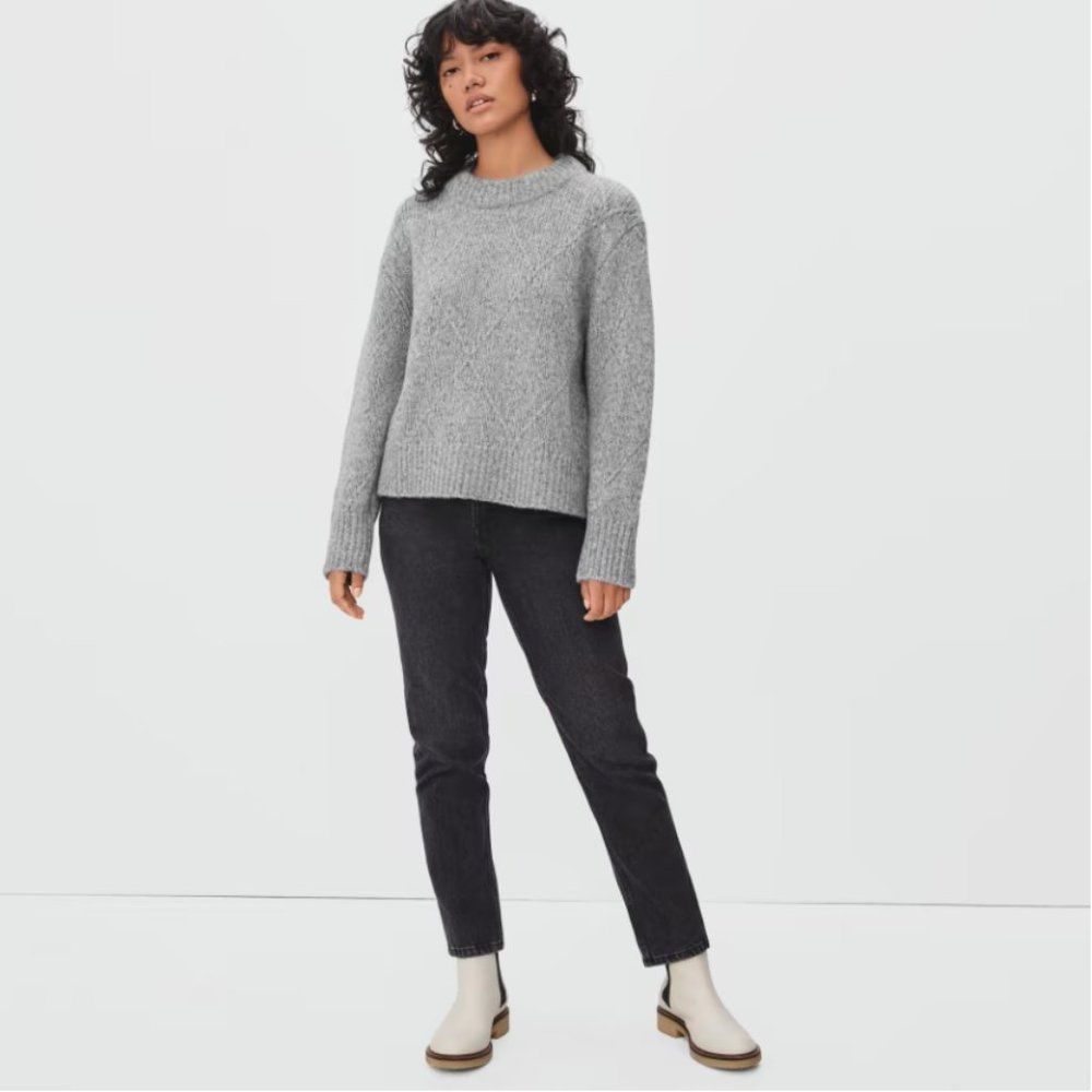 Everlane Diamond-Stitch Cloud Crew